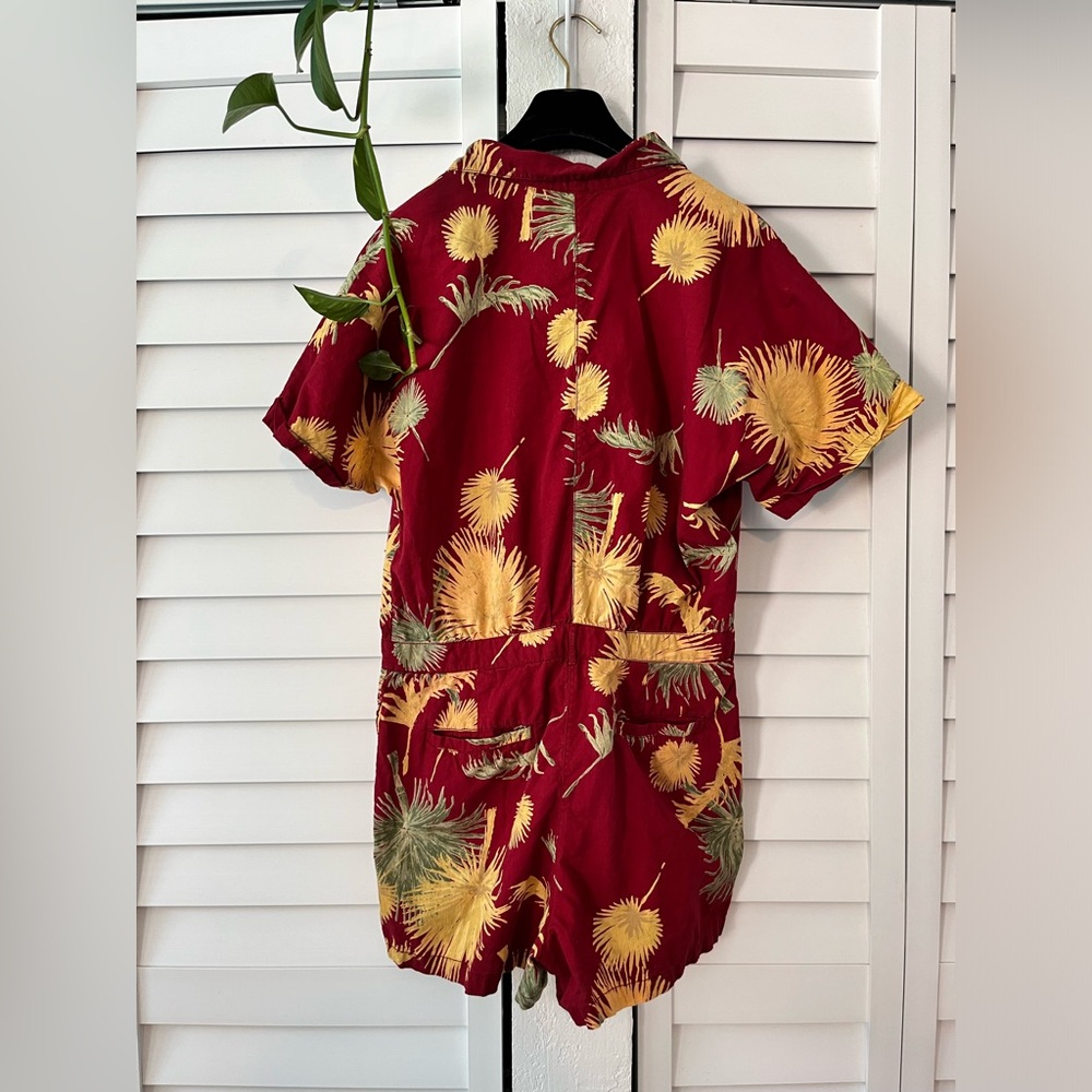 Free People Red Tropical Print Short Sleeve Romper - Picture 10 of 11